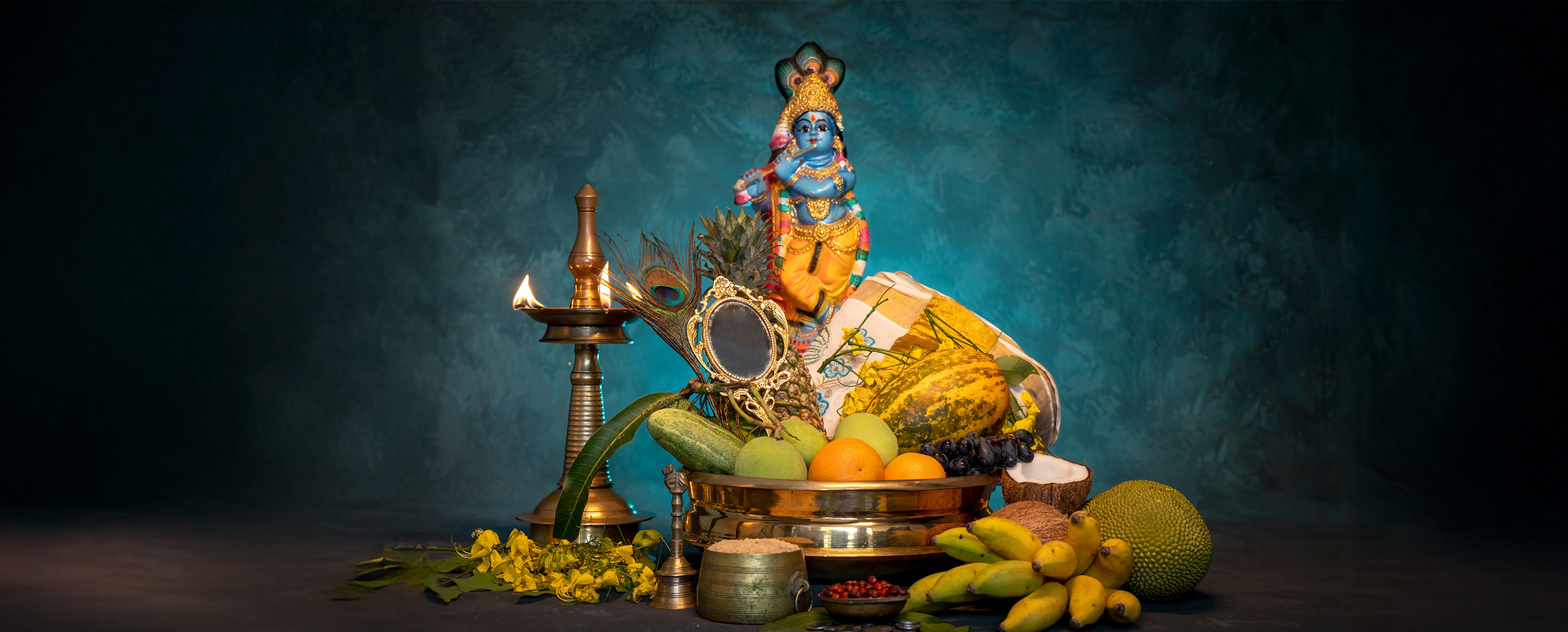 Vishu Kani arrangement during a Kerala cultural tour by a travel agency